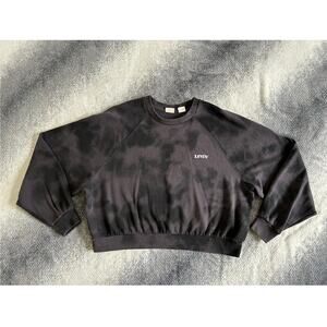 Levi's Women Tie Dye Raglan Crewneck Relaxed Fit Sweatshirt Gray Size Large